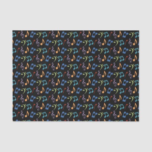 Rainbow Musiknotens Gewebpapier - Schwarzer Hinter Seidenpapier (Vorderseite)