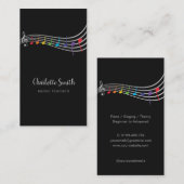 Rainbow Musiknotens Musiklehrer Elegant Visitenkarte (Vorne/Hinten)