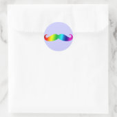 Rainbow Mustache T - Shirt Runder Aufkleber (Tasche)