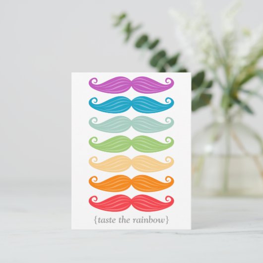 Rainbow Mustaches Postcard Postkarte (Stehend Vorderseite)