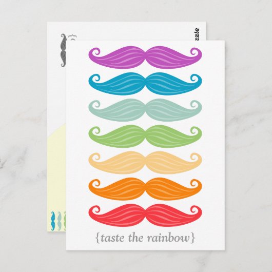 Rainbow Mustaches Postcard Postkarte (Vorne/Hinten)
