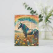 Rainbow Mustang Vintage Diktonary Page Collage Postkarte (Stehend Vorderseite)