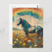 Rainbow Mustang Vintage Diktonary Page Collage Postkarte (Vorne/Hinten)