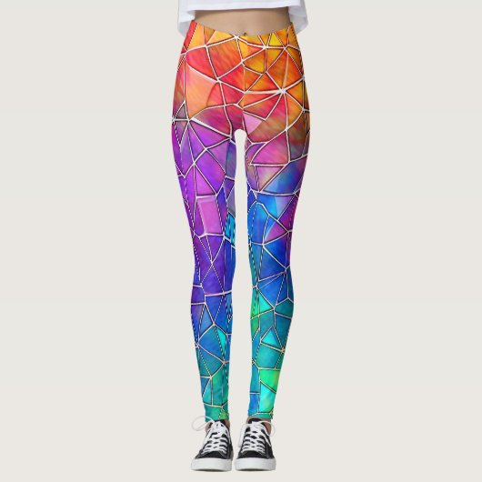 Rainbow-Muster aus Hartglas Leggings (Vorderseite)