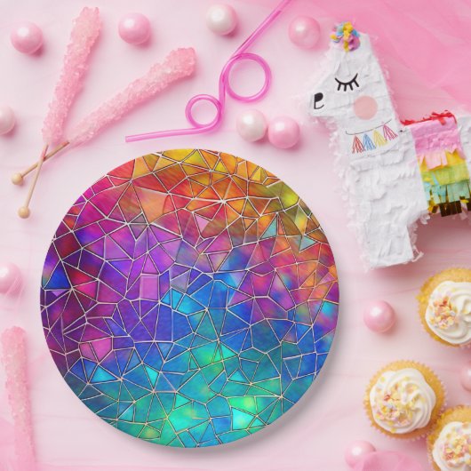 Rainbow-Muster aus Hartglas Pappteller (Party)