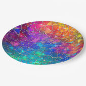Rainbow-Muster aus Hartglas Pappteller (Schrägansicht)
