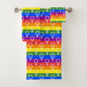 Rainbow-Muster Badhandtuch Set