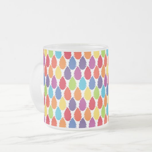 Rainbow-Muster, farbenfrohe Leaf-Design Mattglastasse (Vorderseite Links)