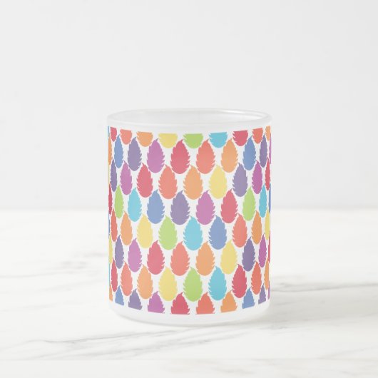 Rainbow-Muster, farbenfrohe Leaf-Design Mattglastasse (Mittel)