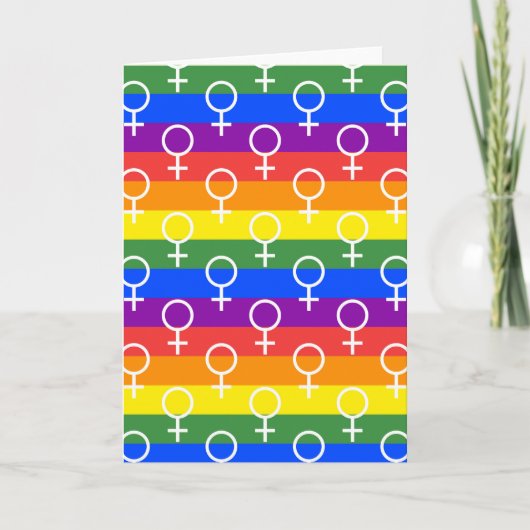 Rainbow-Muster für weibliche Symbole Karte (Vorderseite)
