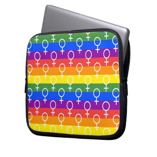 Rainbow-Muster für weibliche Symbole Laptopschutzhülle (Vorderseite Links)