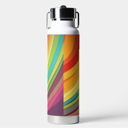 Rainbow-Muster Nr. 2 Personalisierter Name Trinkflasche (Vorderseite)