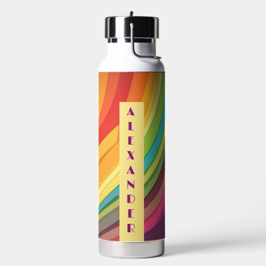 Rainbow-Muster Nr. 2 Personalisierter Name Trinkflasche (Links)