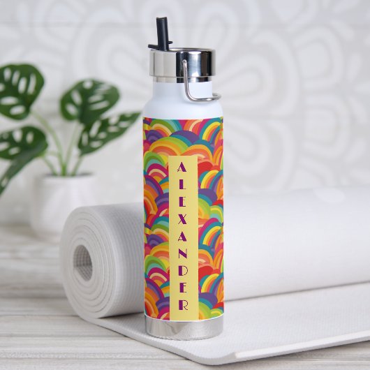 Rainbow-Muster Nr. 5 Personalisiert Trinkflasche (Yoga)
