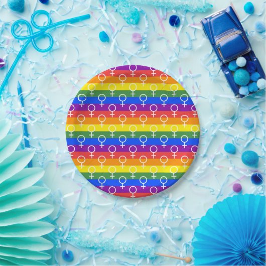 Rainbow-Muster Pappteller (Party)