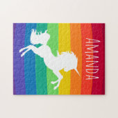 Rainbow Muster White Unicoron Personalisiert Custo Puzzle (Horizontal)