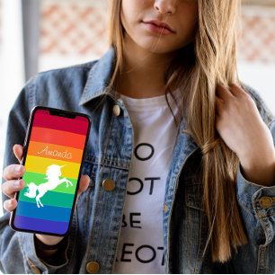 Rainbow Muster White Unicoron Personalisierte Cust Case-Mate iPhone Hülle
