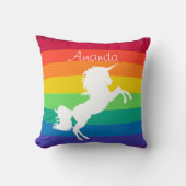 Rainbow Muster White Unicoron Personalisierte Cust Kissen (Vorderseite)