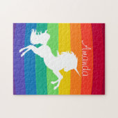 Rainbow Muster White Unicoron Personalisierte Cust Puzzle (Horizontal)