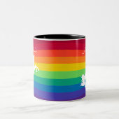 Rainbow Muster White Unicoron Personalisierte Cust Zweifarbige Tasse (Mittel)