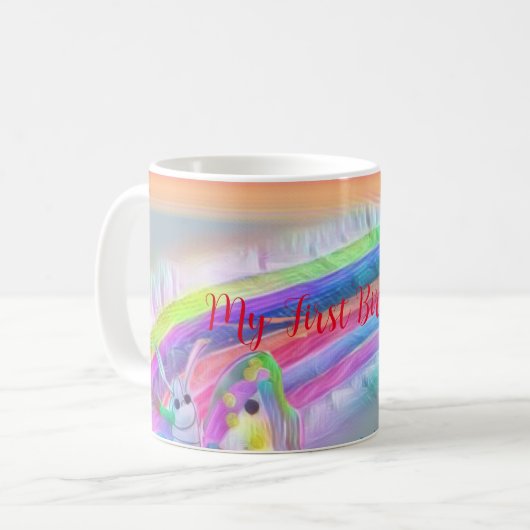 Rainbow My First Birthday Party Tasse (Vorderseite Links)