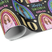 Rainbow Name Happy Birthday Wrapping Paper Geschenkpapier (Rolleneckpunkt)