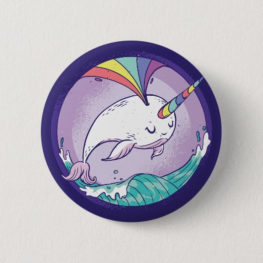 Rainbow Narwhal Button (Vorderseite)