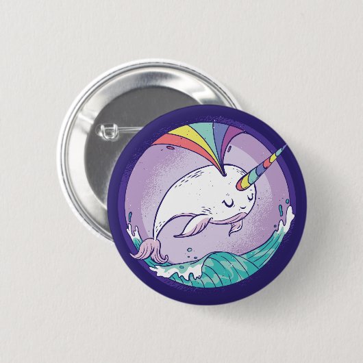 Rainbow Narwhal Button (Vorne & Hinten)