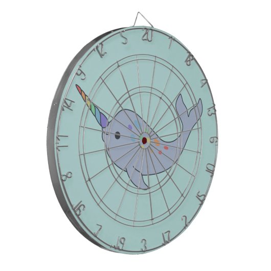 Rainbow Narwhal Dartboard Dartscheibe (Vorderseite Links)