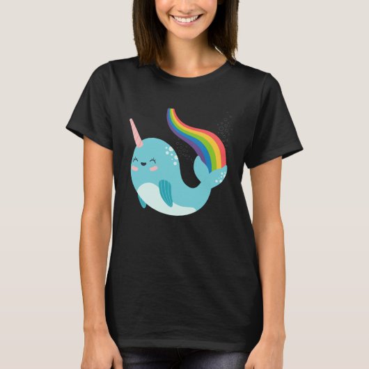 Rainbow Narwhal for Girls Cute Narwhale Graphic T-Shirt (Vorderseite)