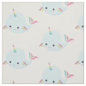 Rainbow Narwhal Kawaii Muster in Pastel Blue Stoff (Muster)