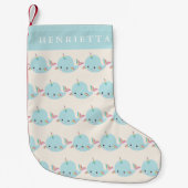 Rainbow Narwhal Kawaii Muster Pastel Blauer Name Kleiner Weihnachtsstrumpf (Vorderseite)