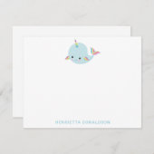 Rainbow Narwhal Kawaii Muster Pastel Blauer Name Mitteilungskarte (Vorne/Hinten)