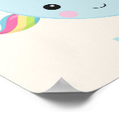 Rainbow Narwhal Kawaii Muster Pastel Blauer Name Poster (Ecke)