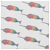 Rainbow Narwhal Muster Fabric Print Stoff (Nahaufnahme)