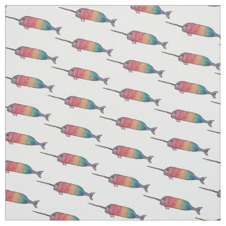 Rainbow Narwhal Muster Fabric Print Stoff