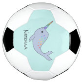 Rainbow Narwhal Name Soccer Ball (Gedreht)