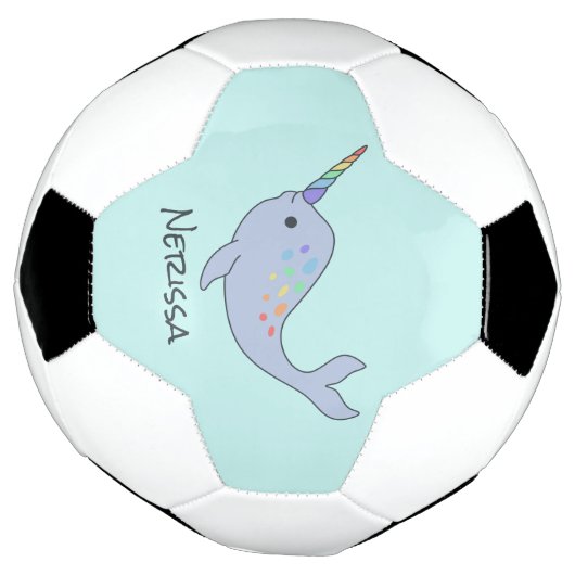 Rainbow Narwhal Name Soccer Ball (Gedreht)