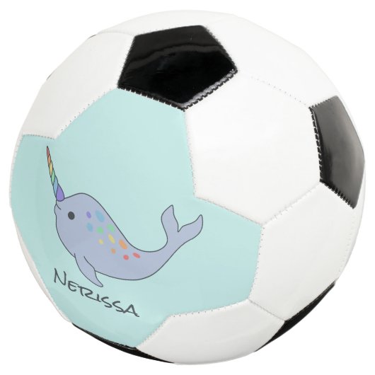 Rainbow Narwhal Name Soccer Ball (Dreiviertel)