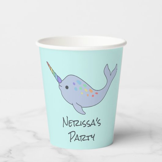 Rainbow Narwhal Paper Cups Pappbecher (Rückseite)