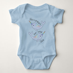 Rainbow Narwhal Sea Unicorns Baby Bodysuit Baby Strampler