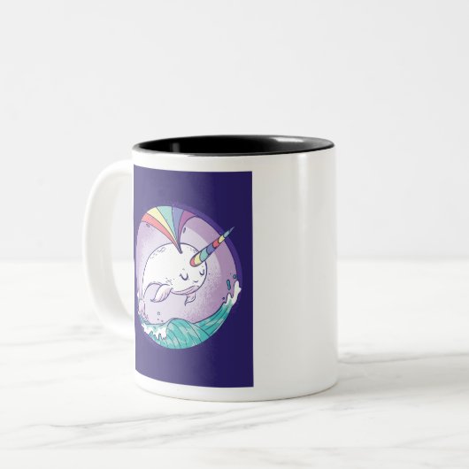 Rainbow Narwhal Zweifarbige Tasse (Vorderseite Links)