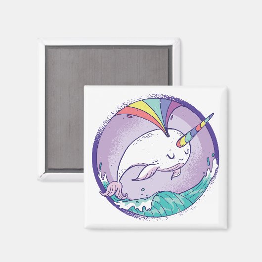 Rainbow Narwhale Magnet (Vorderseite/Rückseite)