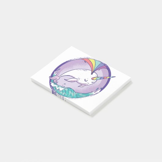 Rainbow Narwhale Post-it Klebezettel (angewinkelt)