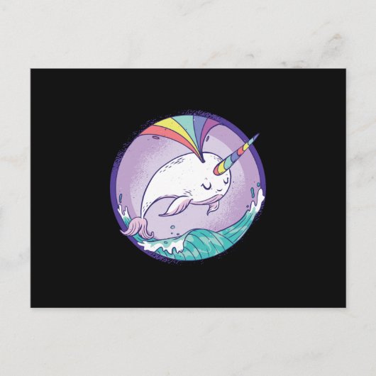 Rainbow Narwhale Postkarte (Vorderseite)