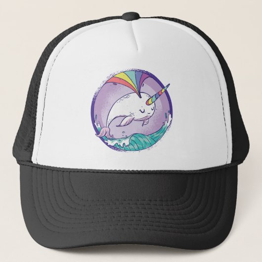 Rainbow Narwhale Truckerkappe (Vorderseite)