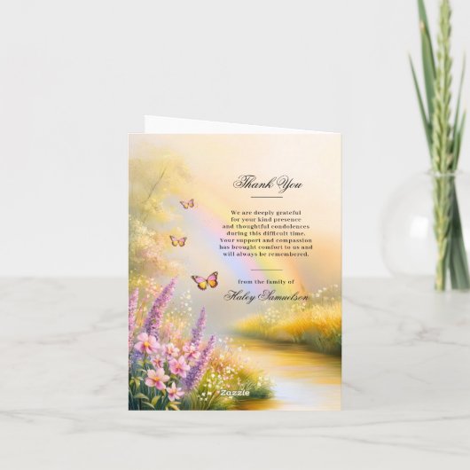 Rainbow Nature Butterflies Begräbnisprogramm | FOT Karte (Rückseite)