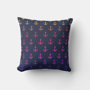 Rainbow Nautic Anchors Pattern Kissen