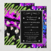 Rainbow Neon Abstrakt Glitzer Frame Wedding Einladung (Vorne/Hinten)