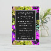 Rainbow Neon Abstrakt Glitzer Frame Wedding Einladung (Stehend Vorderseite)